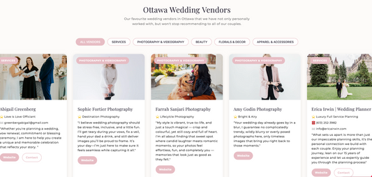 Ottawa Wedding Vendor Reccomendations