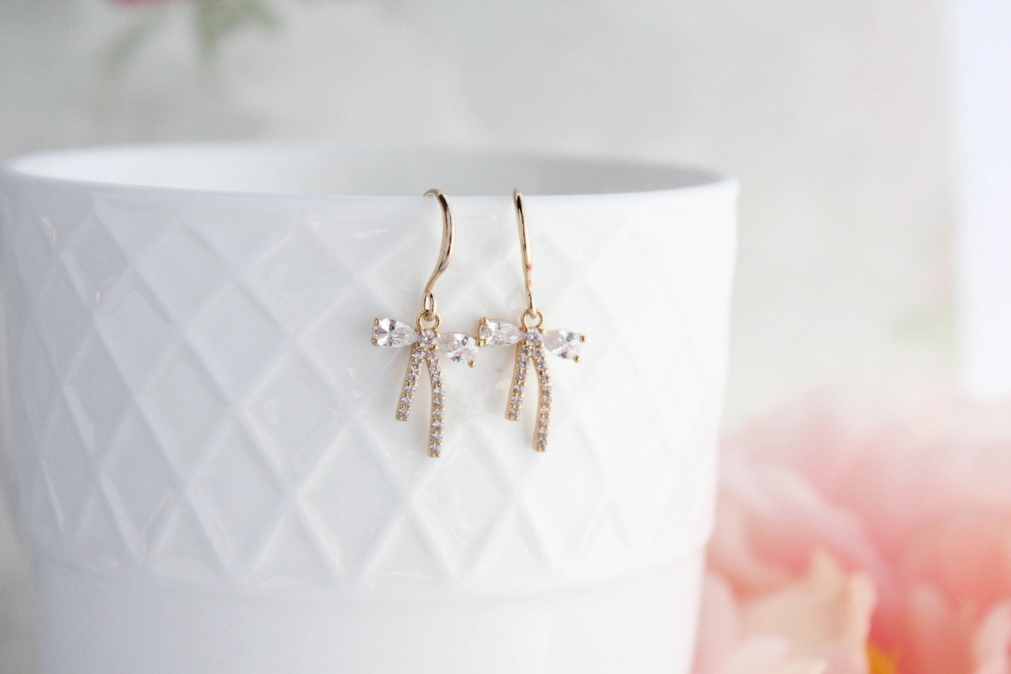 Mini Rhinestone Bow Earrings