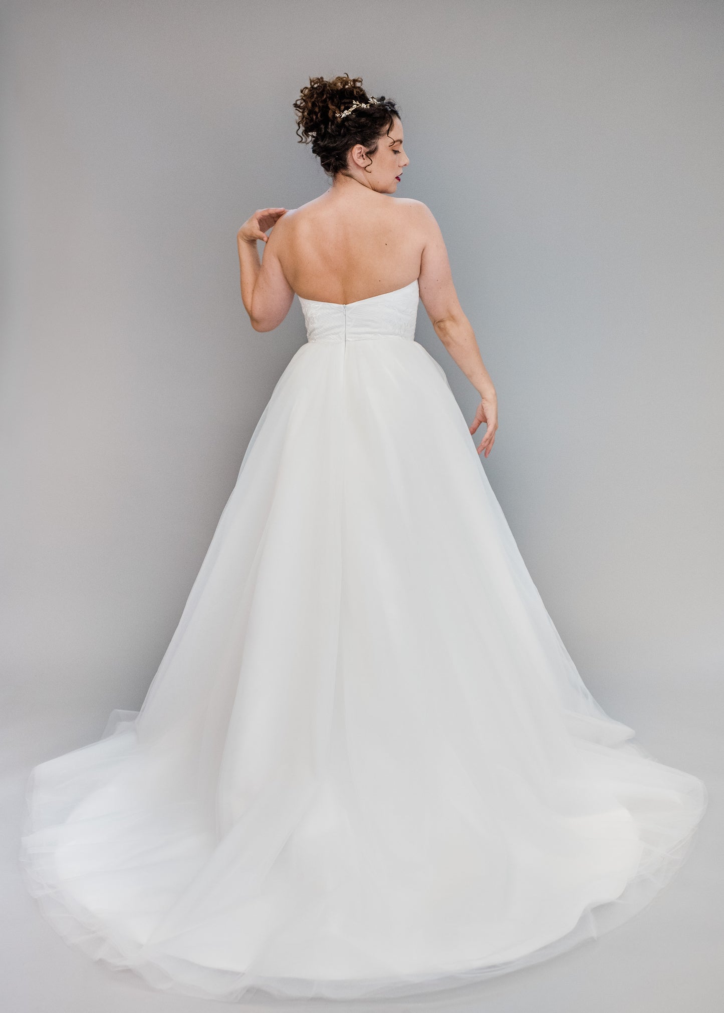 Back View of the Briar Ball Gown Dress with a standard backline