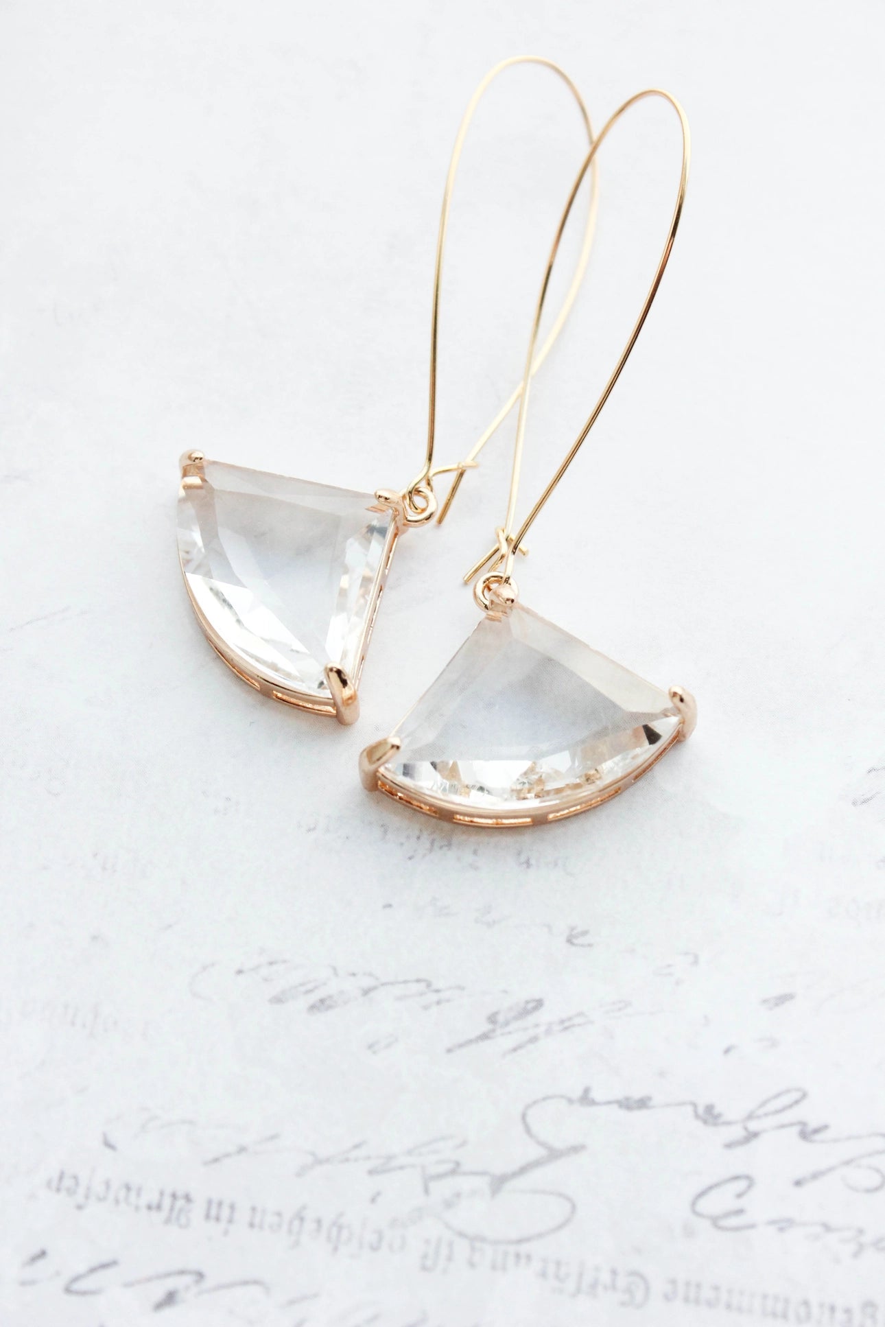 Oversized Clear Glass Art Deco Earrings