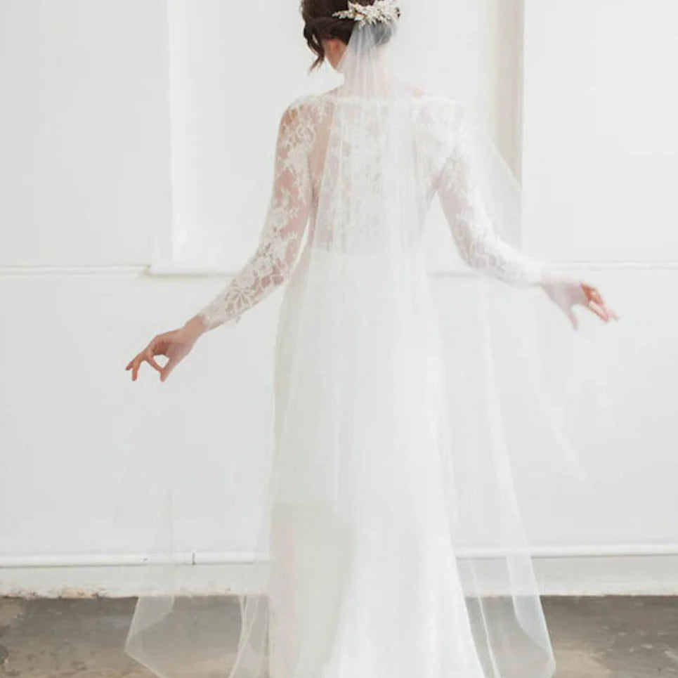 Chapel Length Raw Edge Veil