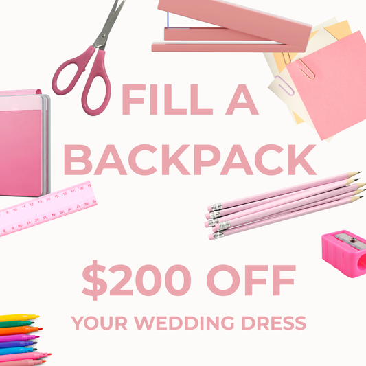 Donate School Supplies | Save $200 on your dress