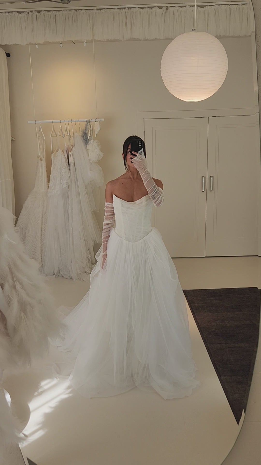 Model wearing zara with the Elysian Gloves to match