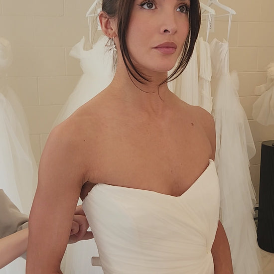 Elysian Wedding Dress Draped with No Sleeves