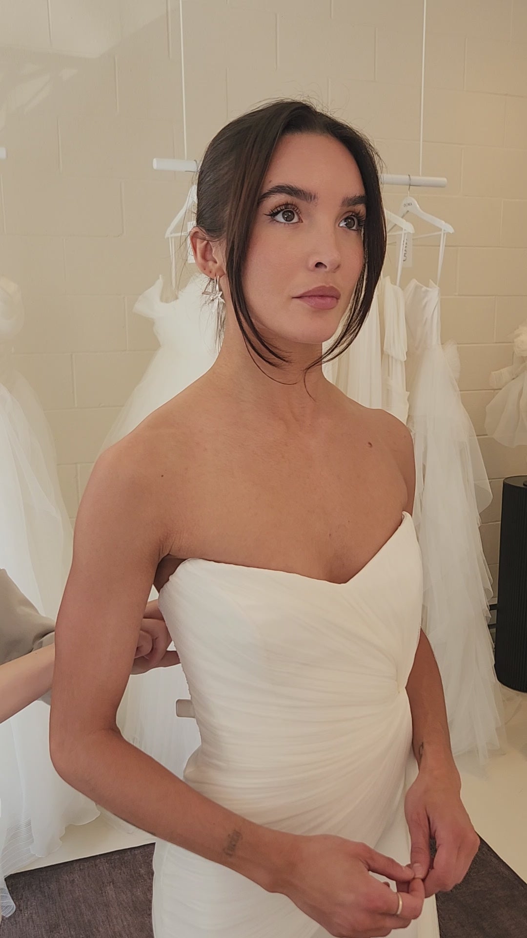 Elysian Wedding Dress Draped with No Sleeves