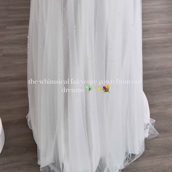 Lizzie trying on the Ophelia Gown by Kathryn Bass