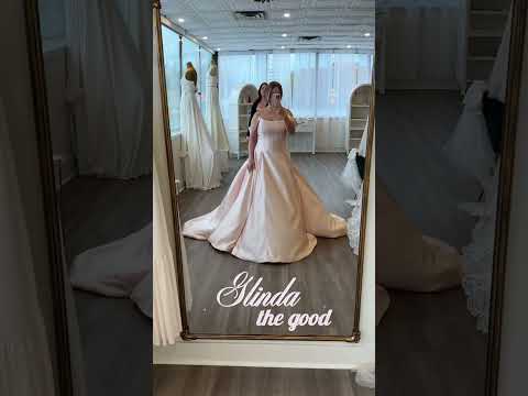 Wicked Inspired Wedding Dresses, Pink Satin Wedding Gown, off the shoulder